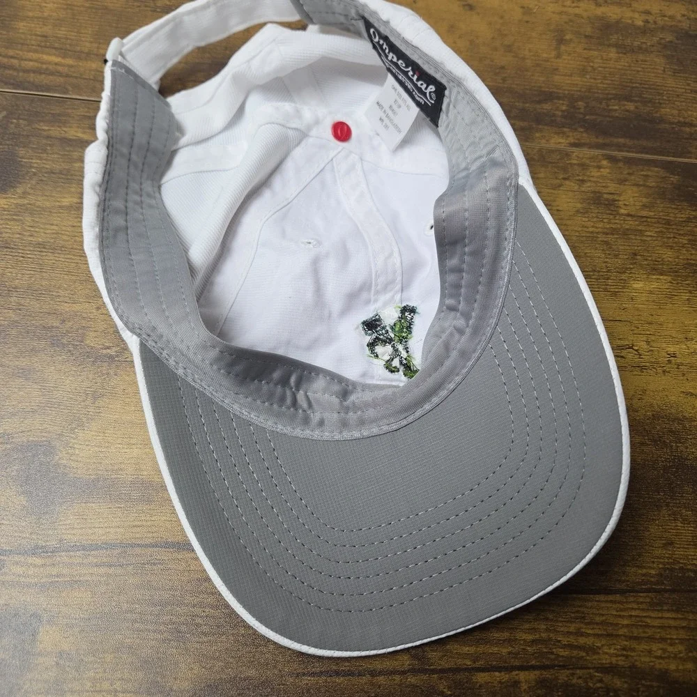 Imperial Caddie Golf Hat White Adjustable Strapback Performance Cap X210P Green